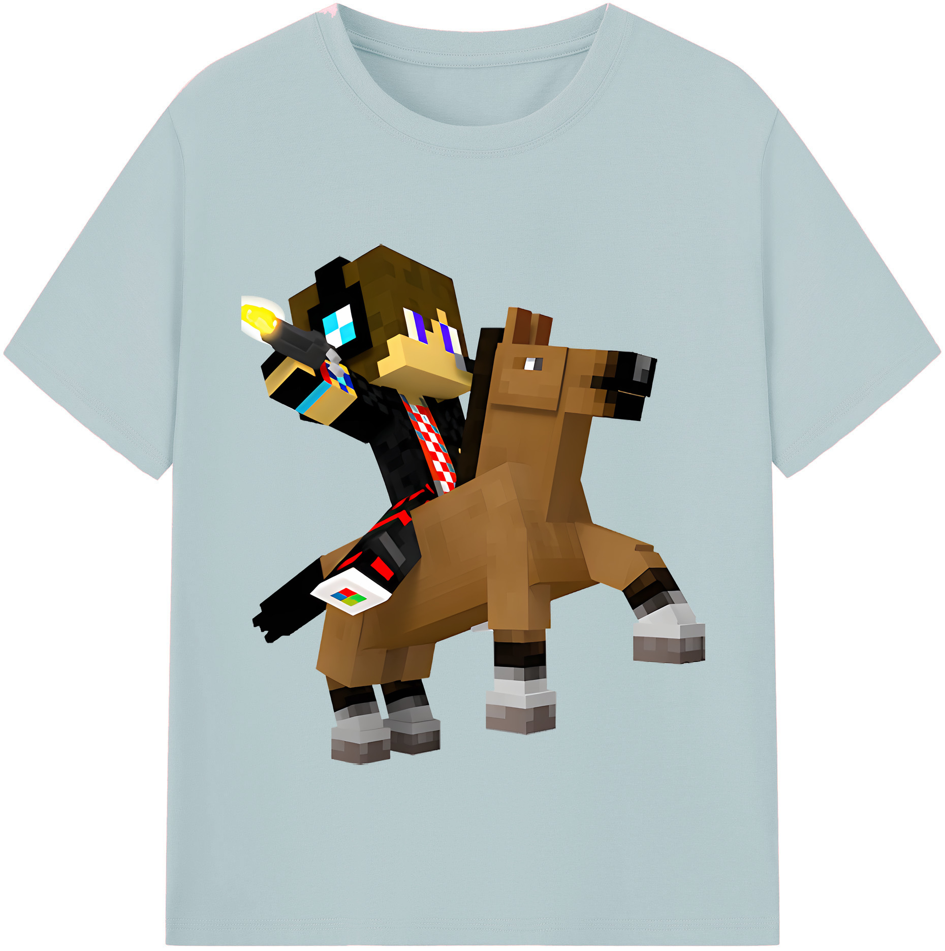 （画像用） マインクラフト ブロックの世界 Minecraft MC Block world 綿100％半袖Tシャツ（フロントプリント）